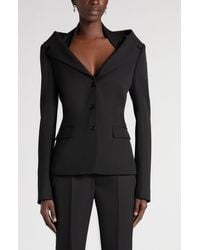 McQueen - Off The Shoulder Wool Grain De Poudre Harness Jacket - Lyst
