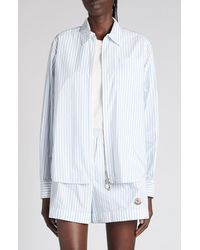 Moncler - Stripe Nylon Zip-Up Shirt - Lyst