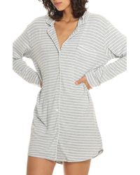 Papinelle - Kate Stripe Long Sleeve Nightgown - Lyst