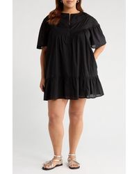 Treasure & Bond - Lace Yoke Cotton Shift Dress - Lyst