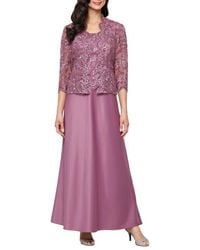 Alex Evenings - Embroidered Mock Two-Piece Gown With Jacket - Lyst