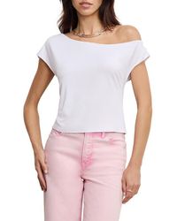 GOOD AMERICAN - Asymmetric Off The Shoulder Jersey Top - Lyst