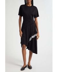 3.1 Phillip Lim - Lace Detail Draped Asymmetric Hem Cotton T-Shirt Dress - Lyst