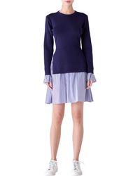 English Factory - Combo Knit & Poplin Dress - Lyst