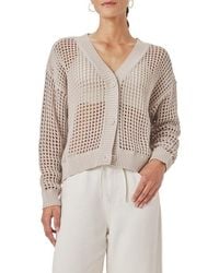 Splendid - Camellia Openwork V-Neck Cotton Blend Cardigan - Lyst