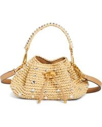 Jimmy Choo - Small Cinch Crystal Embellished Raffia Bucket Bag - Lyst