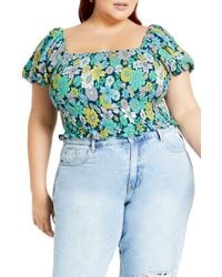 City Chic - Naomi Smocked Off The Shoulder Top - Lyst