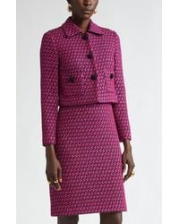 St. John - Honeycomb Tweed Knit Crop Jacket - Lyst