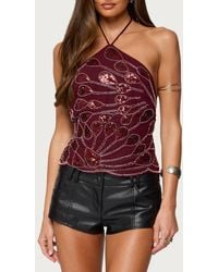 Edikted - Beaded Sequin Open Back Halter Top - Lyst