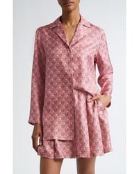 Max Mara - Alpe Kitty Print Silk Twill Button-Up Shirt - Lyst