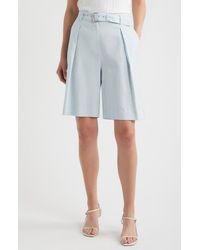 Halogen® - Belted Pleated Longer Length Shorts - Lyst