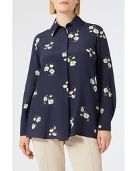 Marina Rinaldi - Navile Crêpe De Chine Floral Print Long Sleeve Shirt - Lyst