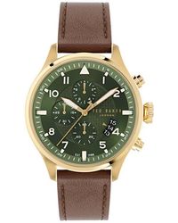 Ted Baker - Fulmaar Chronograph Leather Strap Watch, 44Mm - Lyst