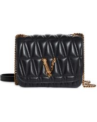 VERSACE: Virtus bag in quilted leather - Black  Versace crossbody bags  DBFH20 9DNATR4 online at