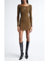 DIESEL - M-Vera Metallic Oval D Cutout Long Sleeve Rib Minidress - Lyst