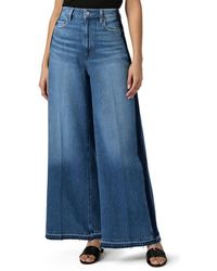 PAIGE - Portia High Waist Released Raw Hem Wide Leg Jeans - Lyst
