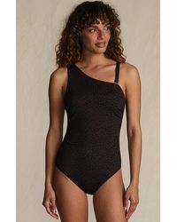 Lands' End - Chlorine Resistant Shirred One Shoulder One Piece Swimsuit Removable Adjustable Strap - Lyst