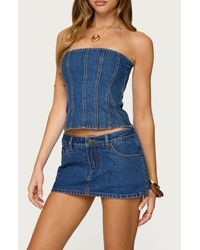 Edikted - Camelia Strapless Denim Corset Top - Lyst
