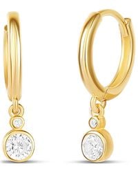 SHYMI - Mini Bezel Drop Huggie Hoop Earrings - Lyst