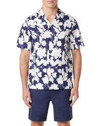 Bugatchi - Jackson Shaped Fit Floral Print Short Sleeve Button-up Camp Shirt - Lyst