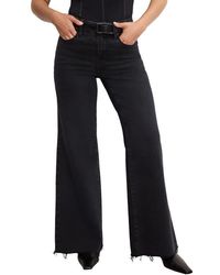 GOOD AMERICAN - Soft-Tech Good Petite Raw Hem Wide Leg Palazzo Jeans - Lyst