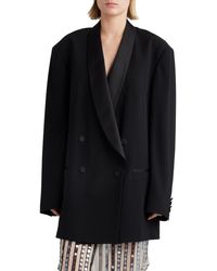 Dries Van Noten - Blissy Oversize Wool & Silk Blend Tuxedo Jacket - Lyst