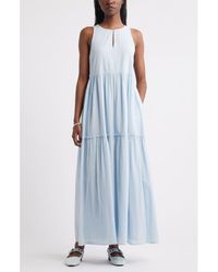 Treasure & Bond - Sleeveless Tiered Cotton Gauze Maxi Sundress - Lyst