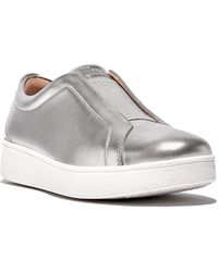 Fitflop - Rally Elastic Tumbled-leather Slip-on Trainers - Lyst