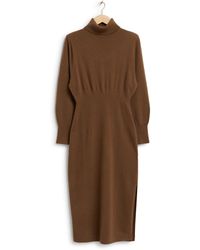 & Other Stories - & Long Sleeve Padded Shoulder Turtleneck Wool Sweater Dress - Lyst