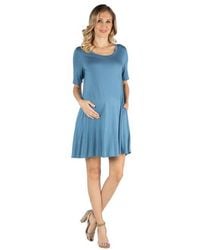24seven Comfort Apparel - Maternity Soft Flare T-Shirt Dress With Pocket Detail - Lyst