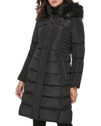 Kenneth Cole - Memory Faux Fur Trim Hooded Puffer Coat - Lyst