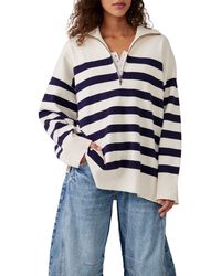 Free People - Coastal Stripe Half-zip Pullover - Lyst