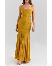 House Of Cb - Rosalia Beaded Georgette Gown - Lyst