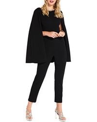 Adrianna Papell - Long Cape Sleeve Stretch Crepe Jumpsuit - Lyst