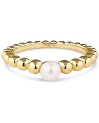 DEVATA - Freshwater Pearl On Beaded Ball Ring - Lyst