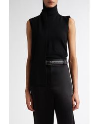 TOTEME - Draped Scarf Sleeveless Merino Wool Blend Rib Sweater - Lyst