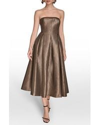 Donna Karan - Metallic Pleated Strapless Fit & Flare Cocktail Dress - Lyst