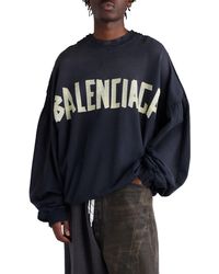 Balenciaga - Double Front Oversize Embroidered Graphic Crewneck Sweatshirt - Lyst