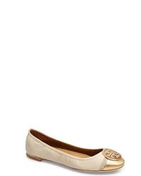 Tory Burch - Minnie Logo Medallion Cap Toe Ballet Flat - Lyst
