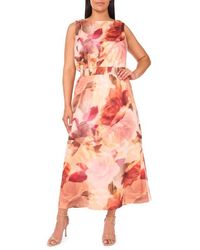 Halogen® - Blurred Floral Smocked Waist Maxi Dress - Lyst