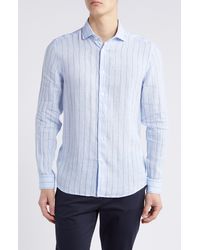 Reiss - Ruban Pinstripe Linen Button-up Shirt - Lyst