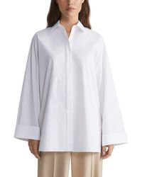 Lafayette 148 New York - Floral Embroidered Cotton Poplin Button-up Shirt - Lyst