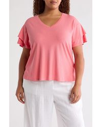 Caslon - Caslon(r) Cotton & Linen V-neck T-shirt - Lyst
