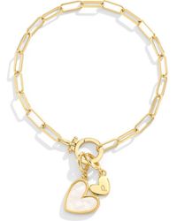 Mint & Lily - Mother Of Pearl Initial Heart Charm Bracelet - Lyst