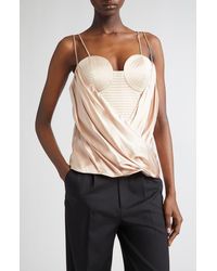 Balmain - Draped Satin Bustier Top - Lyst