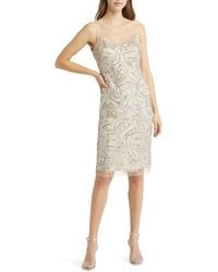 Vince Camuto - Sequin Illusion Lace Yoke Sleeveless Cocktail Dress - Lyst