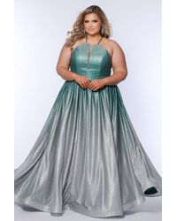 Sydney's Closet - Halter Neck A-Line Plus Size Formal Gown - Lyst