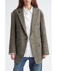 R13 - Oversize Ragged Houndstooth Linen & Virgin Wool Blazer - Lyst