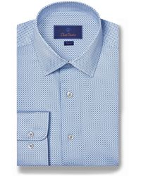 David Donahue - Slim Fit Neat Print Herringbone Dress Shirt - Lyst