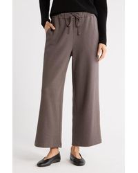 Eileen Fisher - Organic Cotton Blend Ankle Wide Leg Drawstring Pants - Lyst